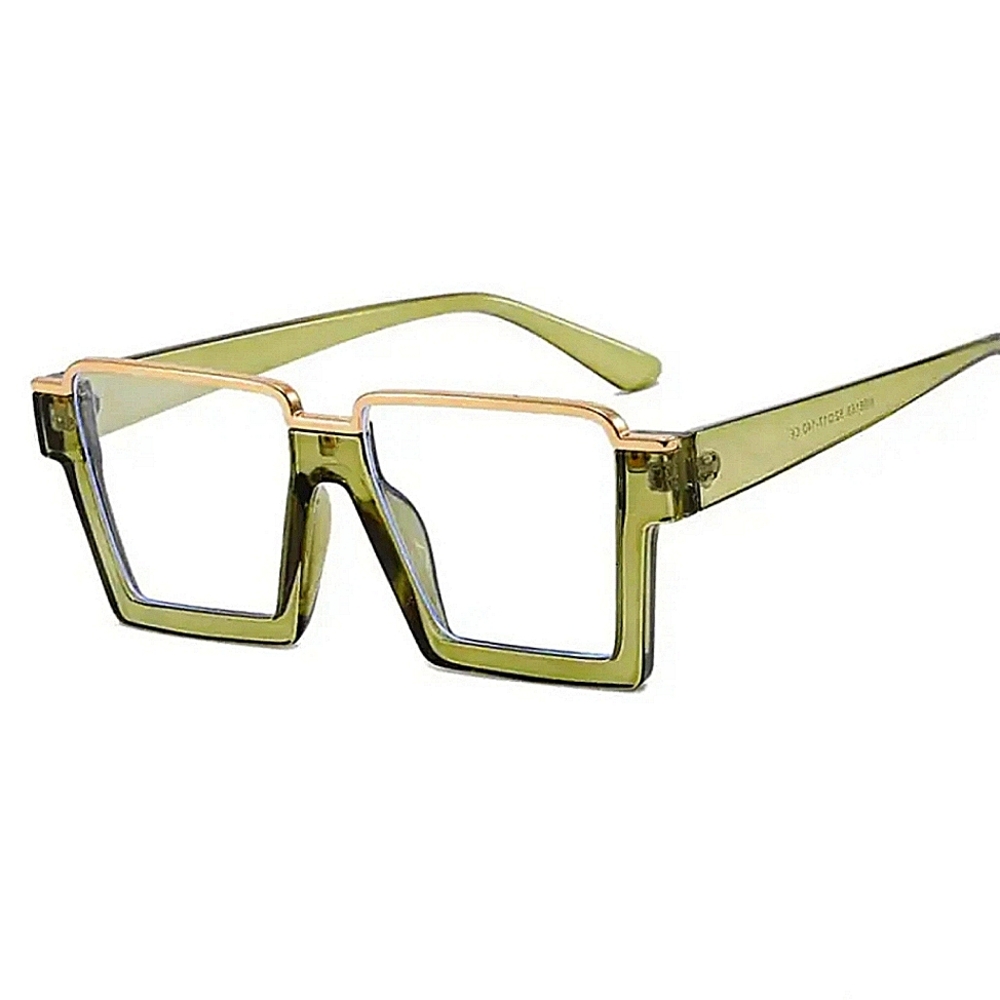 NWT Oversize  Green Gold Glasses. Blue light lenses